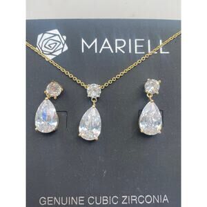Mariel Gold Cubic Zirconia Bridal Jewelry Set – Necklace & Earrings